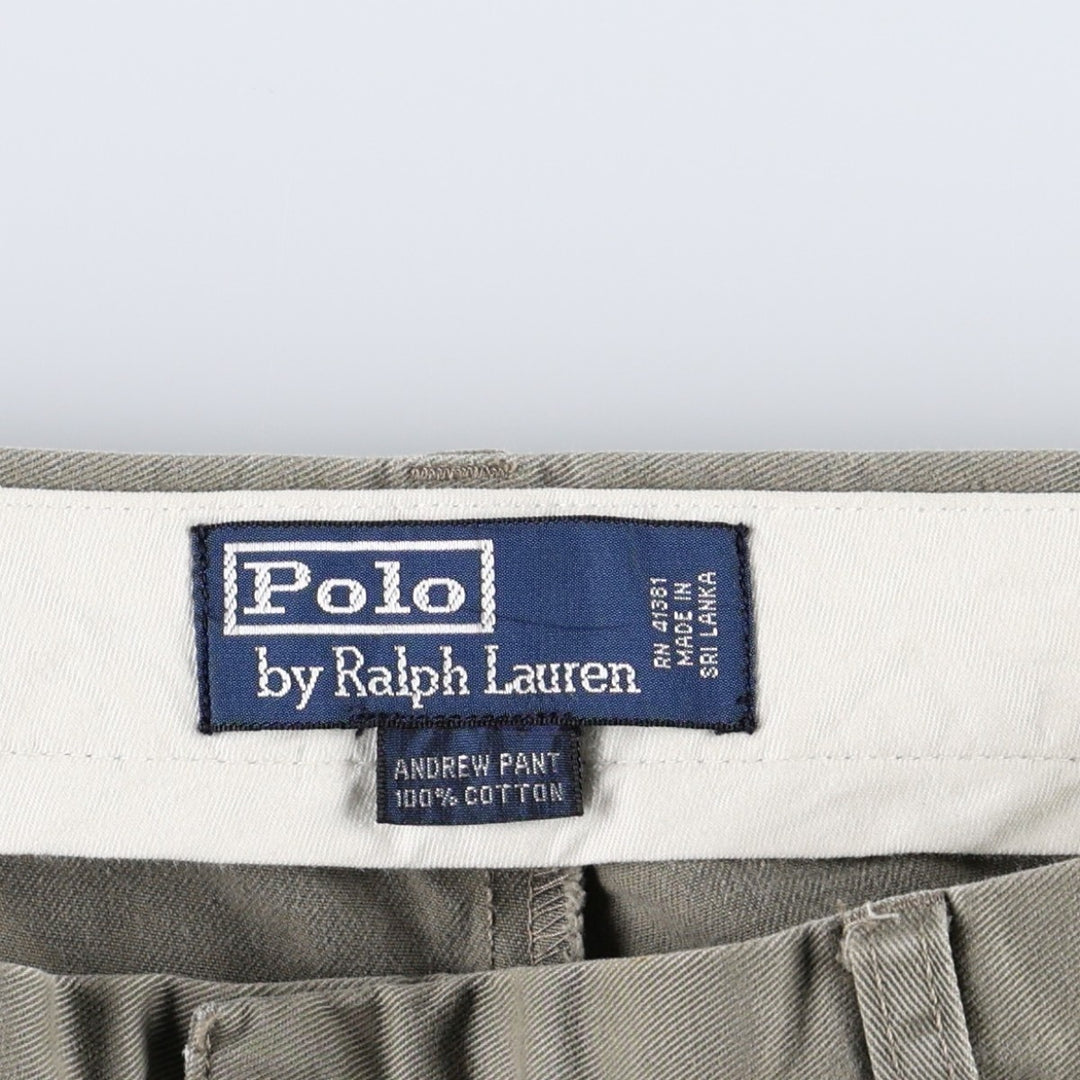 Ralph Lauren POLO by Ralph Lauren ANDREW PANT, two-pleat chino pants, men's, W35 equivalent cotton Khaki type brown Vintage Second Hand
