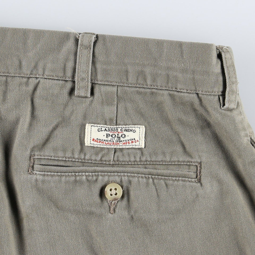 Ralph Lauren POLO by Ralph Lauren ANDREW PANT, two-pleat chino pants, men's, W35 equivalent cotton Khaki type brown Vintage Second Hand