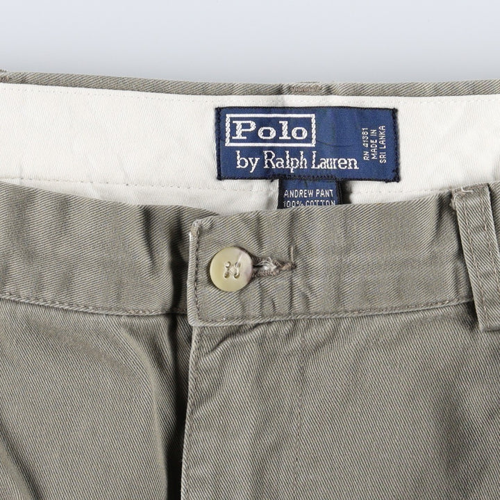 Ralph Lauren POLO by Ralph Lauren ANDREW PANT, two-pleat chino pants, men's, W35 equivalent cotton Khaki type brown Vintage Second Hand