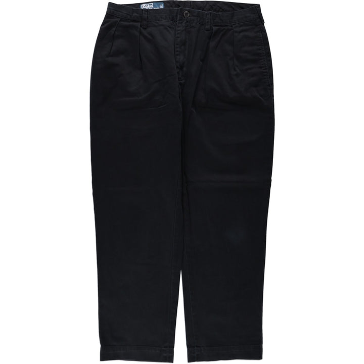 Ralph Lauren POLO by Ralph Lauren ETHAN PANT, two-pleat chino pants, men's size W35 cotton black type Vintage Second Hand