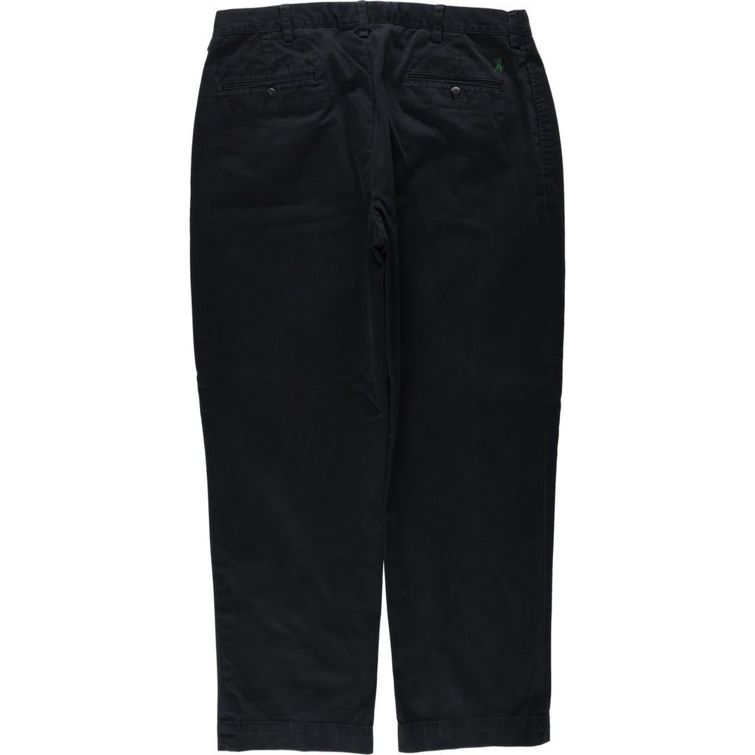 Ralph Lauren POLO by Ralph Lauren ETHAN PANT, two-pleat chino pants, men's size W35 cotton black type Vintage Second Hand