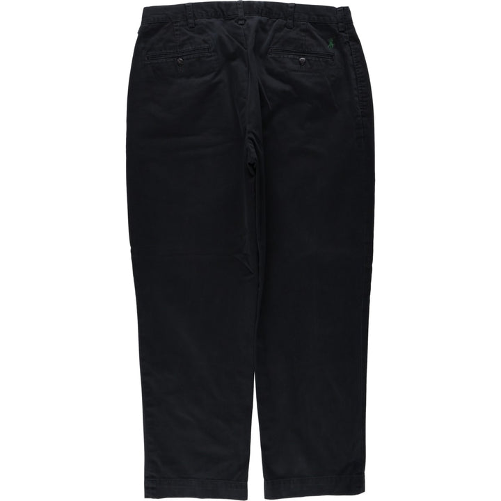 Ralph Lauren POLO by Ralph Lauren ETHAN PANT, two-pleat chino pants, men's size W35 cotton black type Vintage Second Hand