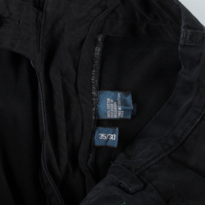 Ralph Lauren POLO by Ralph Lauren ETHAN PANT, two-pleat chino pants, men's size W35 cotton black type Vintage Second Hand