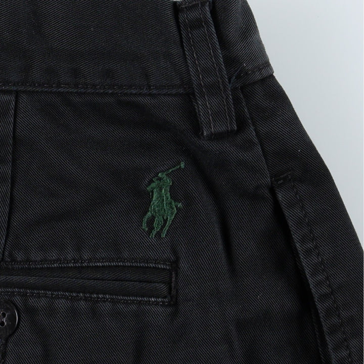 Ralph Lauren POLO by Ralph Lauren ETHAN PANT, two-pleat chino pants, men's size W35 cotton black type Vintage Second Hand
