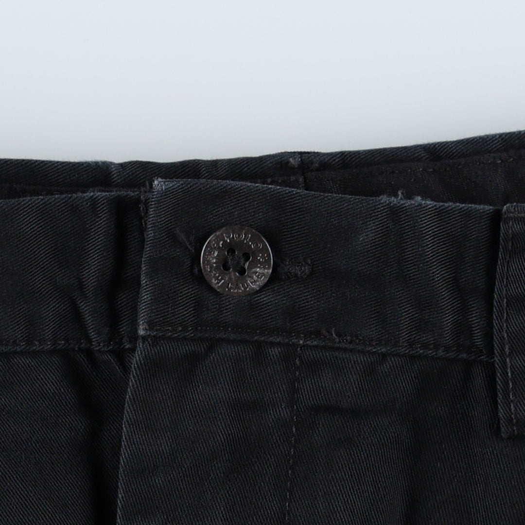 Ralph Lauren POLO by Ralph Lauren ETHAN PANT, two-pleat chino pants, men's size W35 cotton black type Vintage Second Hand