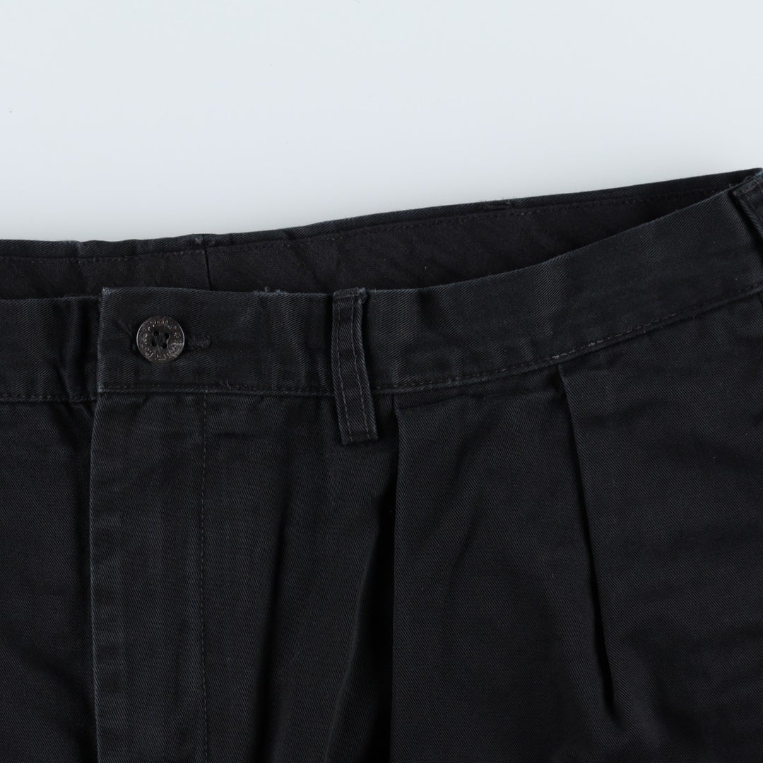 Ralph Lauren POLO by Ralph Lauren ETHAN PANT, two-pleat chino pants, men's size W35 cotton black type Vintage Second Hand