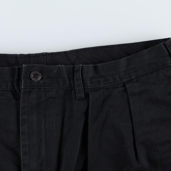 Ralph Lauren POLO by Ralph Lauren ETHAN PANT, two-pleat chino pants, men's size W35 cotton black type Vintage Second Hand