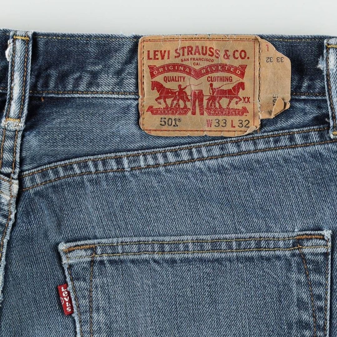 Levi's 501 straight denim pants for men, size W32 cotton blue type Vintage Second Hand