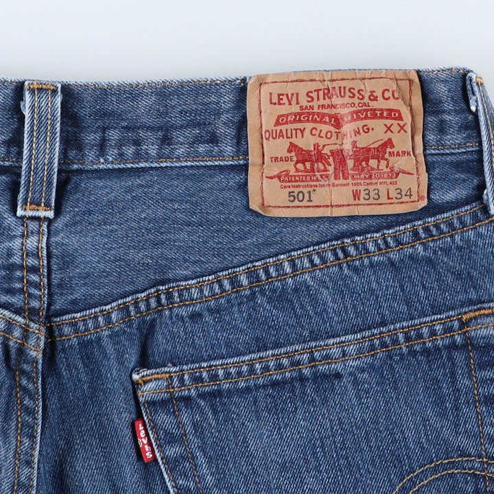 1980'S Levi's 501 Straight Denim Pants, Men's Size W33 (approx.) unclear blue type Vintage Second Hand