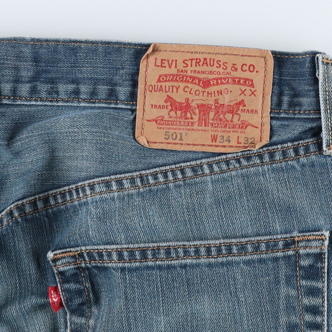 Levi's 501 Straight Leg Button-Fly Denim Pants for Men, W34 equivalent unclear blue type Vintage Second Hand
