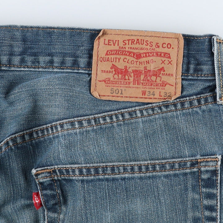 Levi's 501 Straight Leg Button-Fly Denim Pants for Men, W34 equivalent unclear blue type Vintage Second Hand