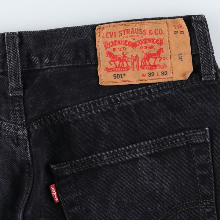 Levi's 501-0660 Black Denim Straight Leg Denim Pants, Men's Size W32 cotton black type Vintage Second Hand