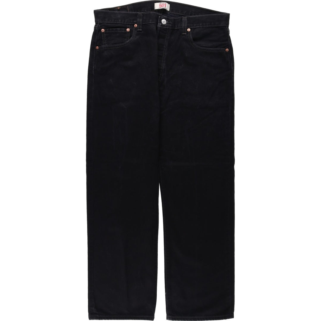 Levi's 501 Straight Leg Button-Fly Black Denim Pants, Men's Size 36 (approx.) cotton black type Vintage Second Hand