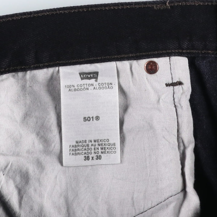 Levi's 501 Straight Leg Button-Fly Black Denim Pants, Men's Size 36 (approx.) cotton black type Vintage Second Hand