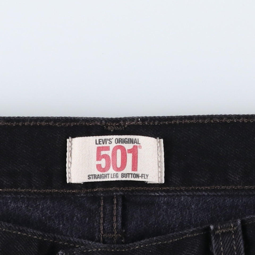 Levi's 501 Straight Leg Button-Fly Black Denim Pants, Men's Size 36 (approx.) cotton black type Vintage Second Hand