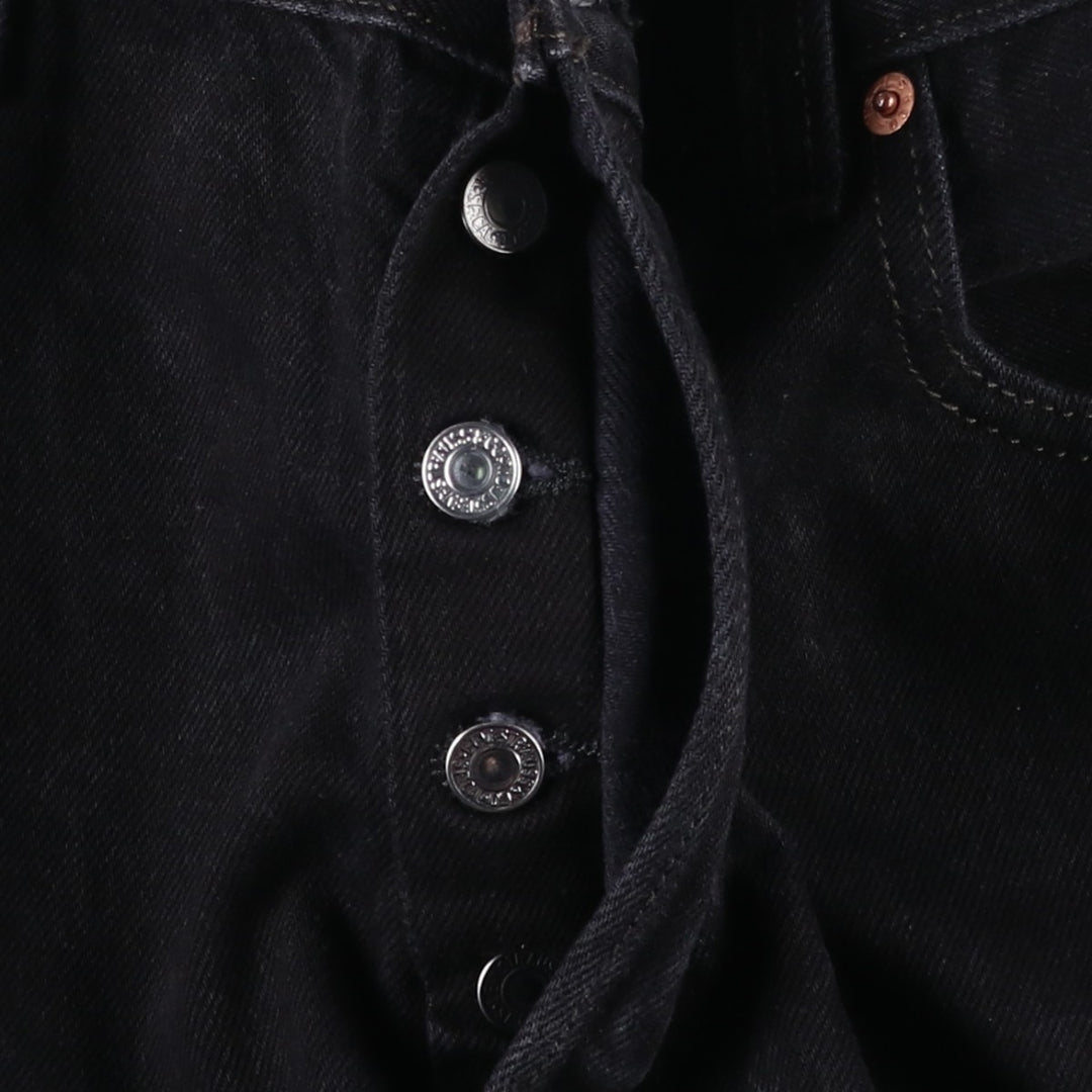 Levi's 501 Straight Leg Button-Fly Black Denim Pants, Men's Size 36 (approx.) cotton black type Vintage Second Hand