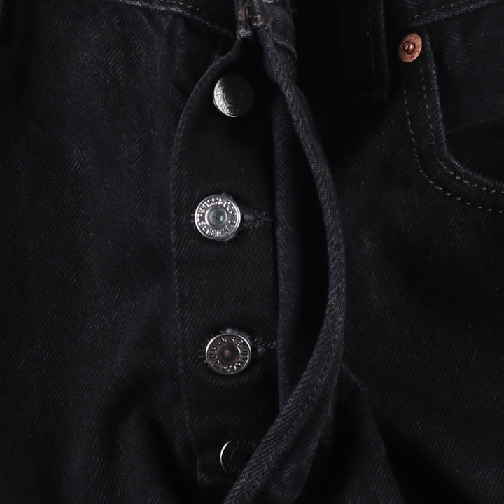 Levi's 501 Straight Leg Button-Fly Black Denim Pants, Men's Size 36 (approx.) cotton black type Vintage Second Hand