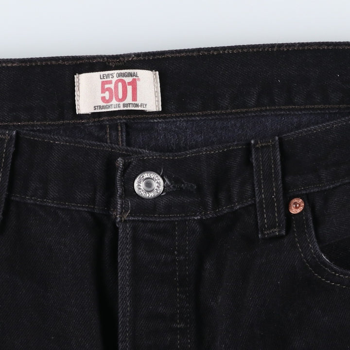 Levi's 501 Straight Leg Button-Fly Black Denim Pants, Men's Size 36 (approx.) cotton black type Vintage Second Hand