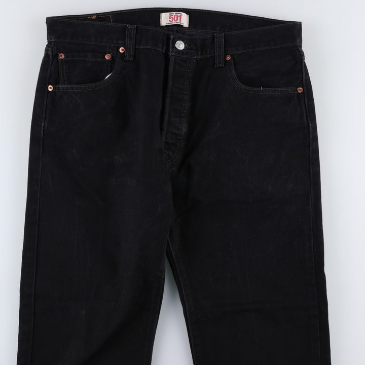 Levi's 501 Straight Leg Button-Fly Black Denim Pants, Men's Size 36 (approx.) cotton black type Vintage Second Hand