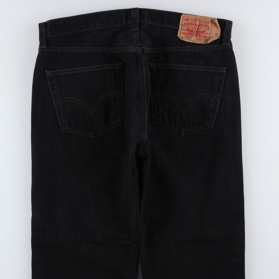 Levi's 501 Straight Leg Button-Fly Black Denim Pants, Men's Size 36 (approx.) cotton black type Vintage Second Hand