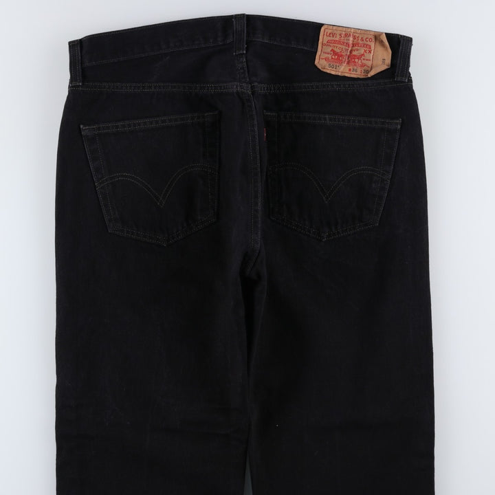Levi's 501 Straight Leg Button-Fly Black Denim Pants, Men's Size 36 (approx.) cotton black type Vintage Second Hand