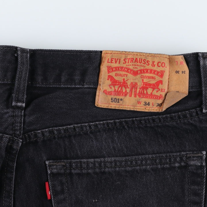 Levi's 501-0660 Black Denim Straight Leg Denim Pants, Men's Size 34 cotton black type Vintage Second Hand