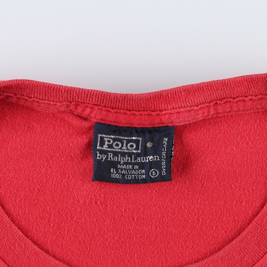 Ralph Lauren POLO by Ralph Lauren Short-Sleeve T-Shirt with One-Point Logo Pocket, Men's Size S (approx.) cotton red type Vintage Second Hand