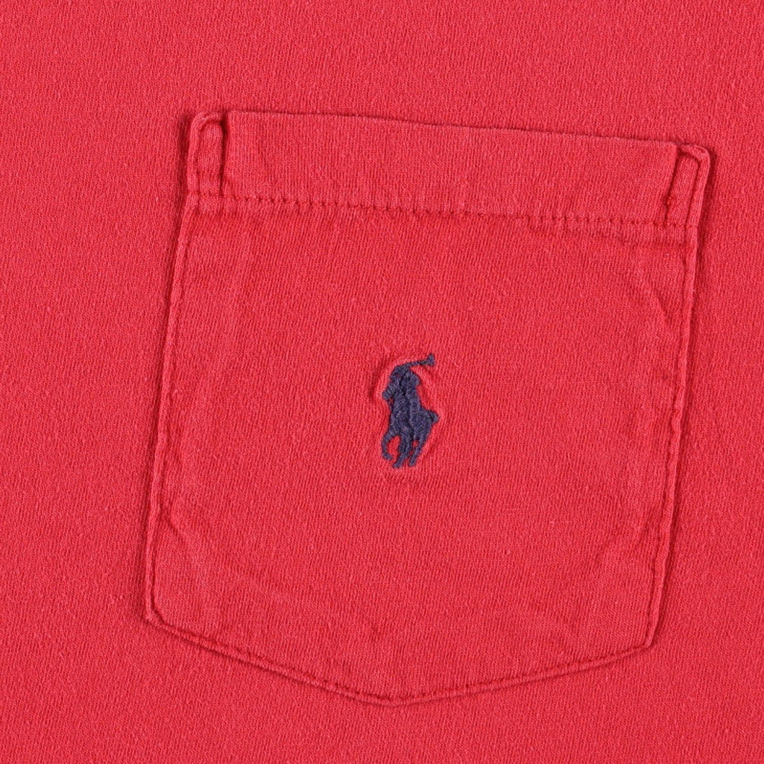 Ralph Lauren POLO by Ralph Lauren Short-Sleeve T-Shirt with One-Point Logo Pocket, Men's Size S (approx.) cotton red type Vintage Second Hand