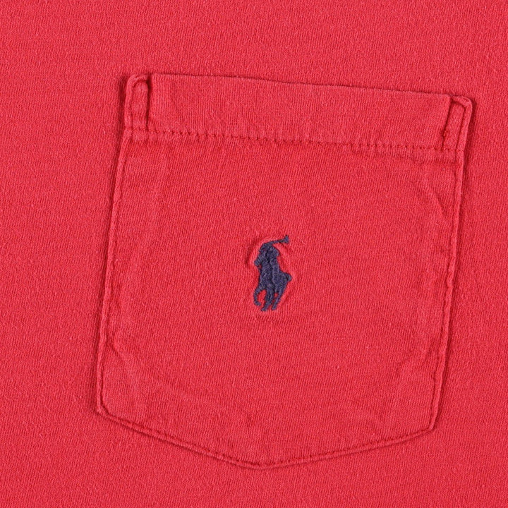 Ralph Lauren POLO by Ralph Lauren Short-Sleeve T-Shirt with One-Point Logo Pocket, Men's Size S (approx.) cotton red type Vintage Second Hand