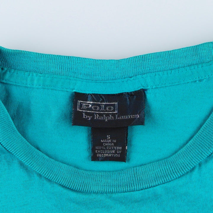 Ralph Lauren POLO by Ralph Lauren Short-Sleeve T-Shirt with One-Point Logo Pocket, Men's Size S (approx.) cotton turquoise blue Vintage Second Hand