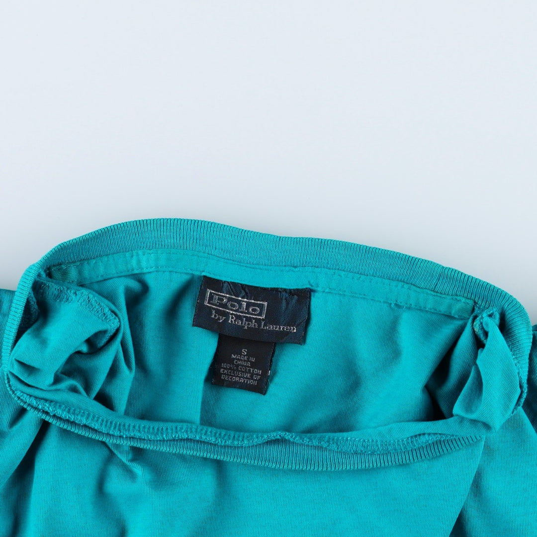 Ralph Lauren POLO by Ralph Lauren Short-Sleeve T-Shirt with One-Point Logo Pocket, Men's Size S (approx.) cotton turquoise blue Vintage Second Hand