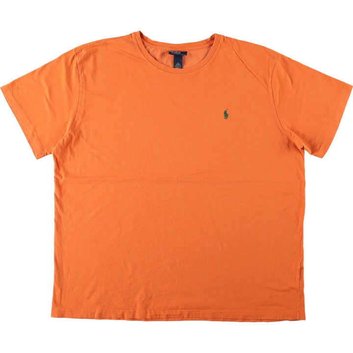 Ralph Lauren POLO by Ralph Lauren Short-Sleeve T-Shirt with One-Point Logo, Men's Size XL (approx.) cotton orange type Vintage Second Hand