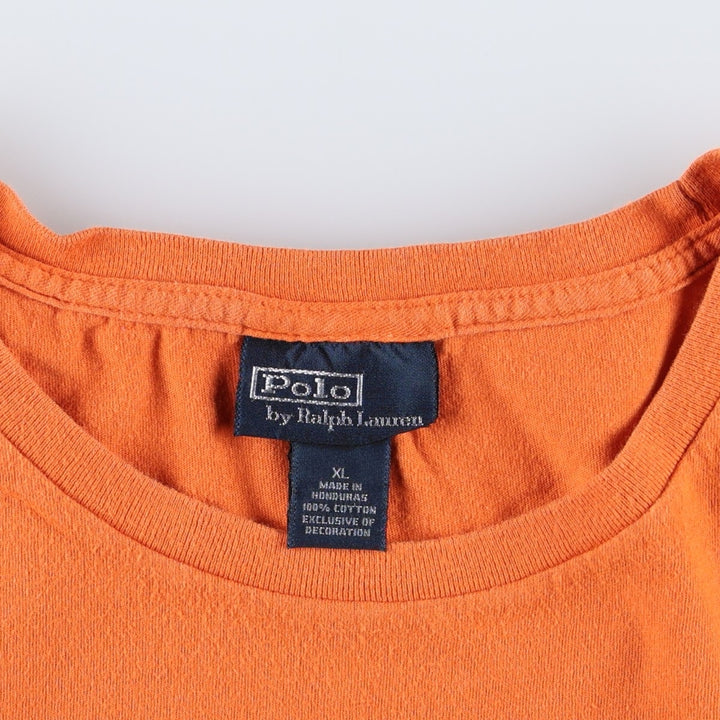 Ralph Lauren POLO by Ralph Lauren Short-Sleeve T-Shirt with One-Point Logo, Men's Size XL (approx.) cotton orange type Vintage Second Hand
