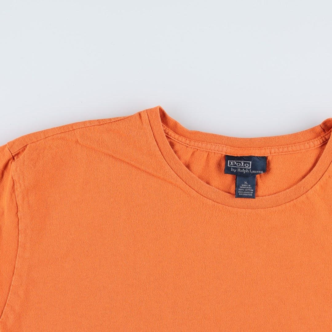 Ralph Lauren POLO by Ralph Lauren Short-Sleeve T-Shirt with One-Point Logo, Men's Size XL (approx.) cotton orange type Vintage Second Hand