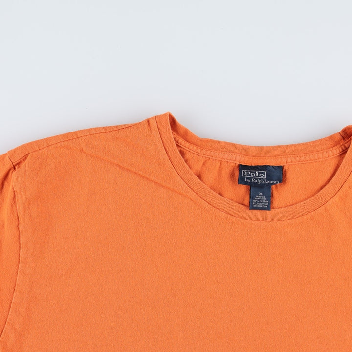 Ralph Lauren POLO by Ralph Lauren Short-Sleeve T-Shirt with One-Point Logo, Men's Size XL (approx.) cotton orange type Vintage Second Hand