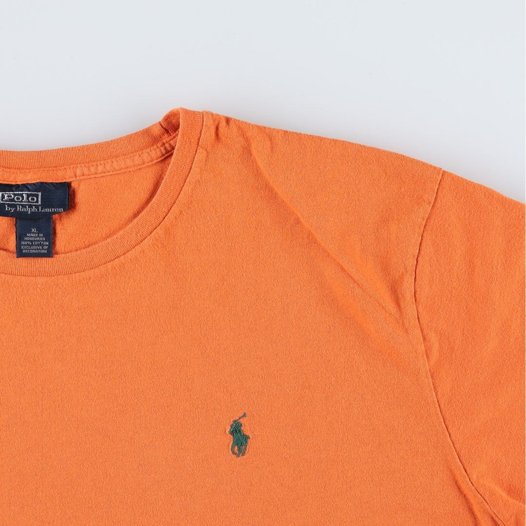Ralph Lauren POLO by Ralph Lauren Short-Sleeve T-Shirt with One-Point Logo, Men's Size XL (approx.) cotton orange type Vintage Second Hand