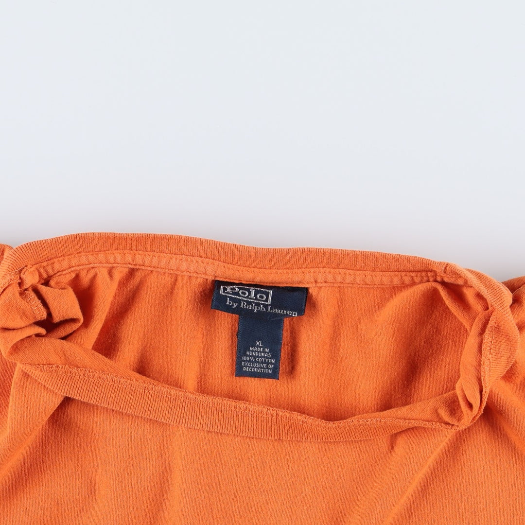 Ralph Lauren POLO by Ralph Lauren Short-Sleeve T-Shirt with One-Point Logo, Men's Size XL (approx.) cotton orange type Vintage Second Hand