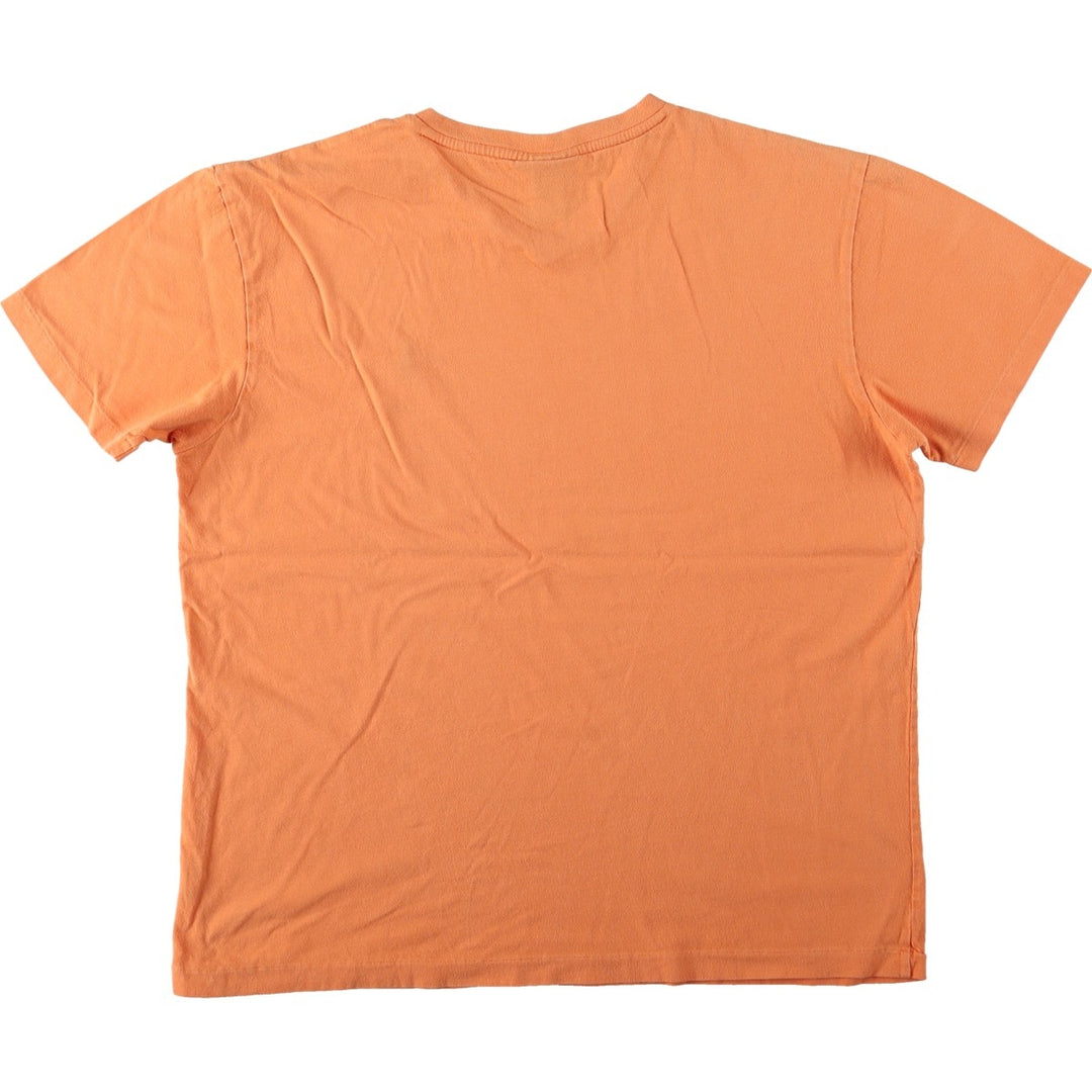 Ralph Lauren POLO by Ralph Lauren V-neck short-sleeved T-shirt with a single logo, men's size M (approx.) cotton orange type Vintage Second Hand