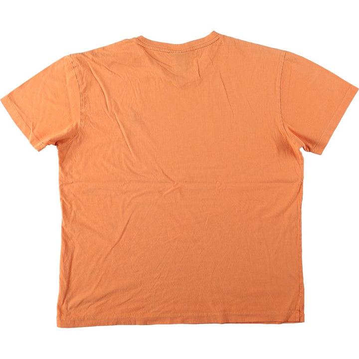 Ralph Lauren POLO by Ralph Lauren V-neck short-sleeved T-shirt with a single logo, men's size M (approx.) cotton orange type Vintage Second Hand