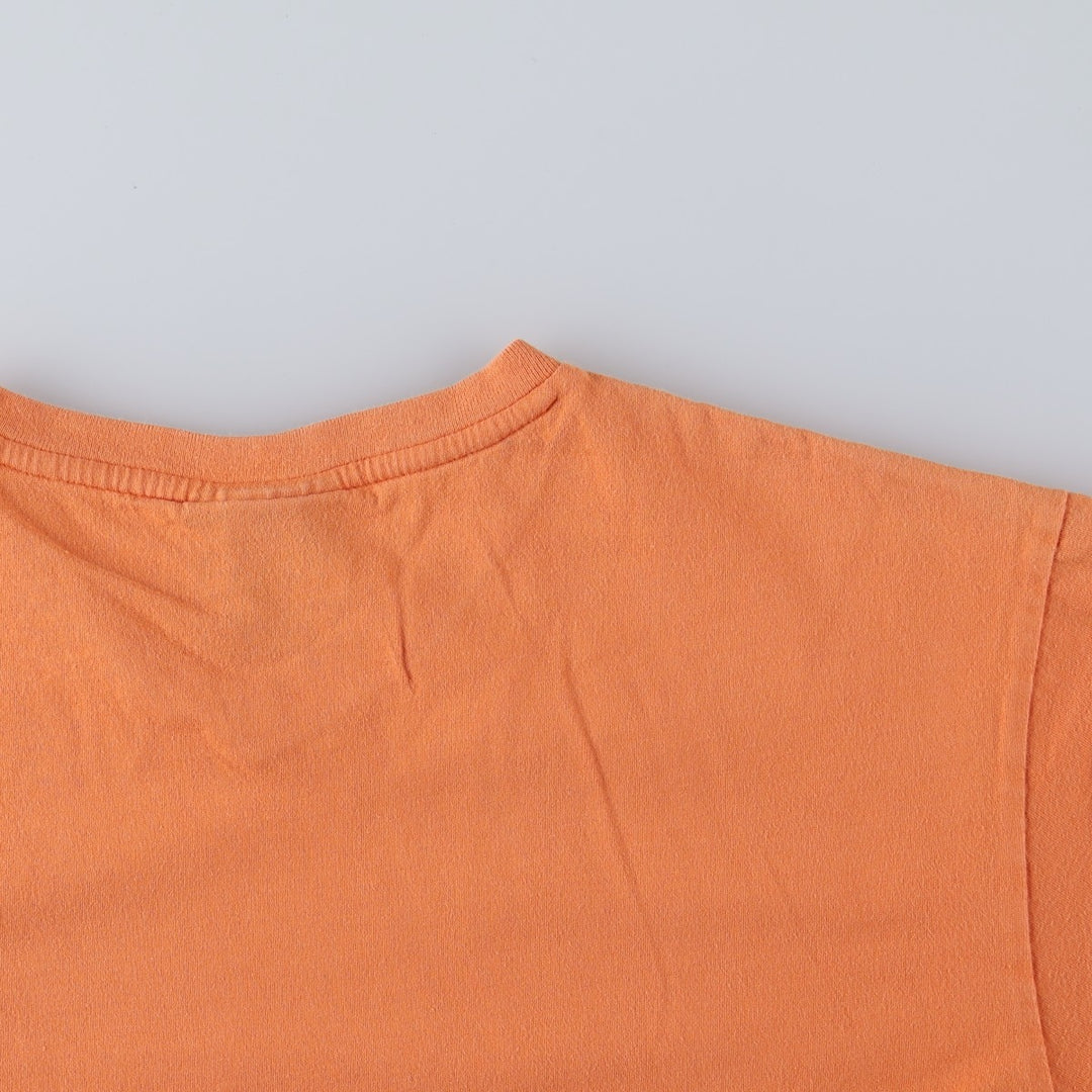 Ralph Lauren POLO by Ralph Lauren V-neck short-sleeved T-shirt with a single logo, men's size M (approx.) cotton orange type Vintage Second Hand