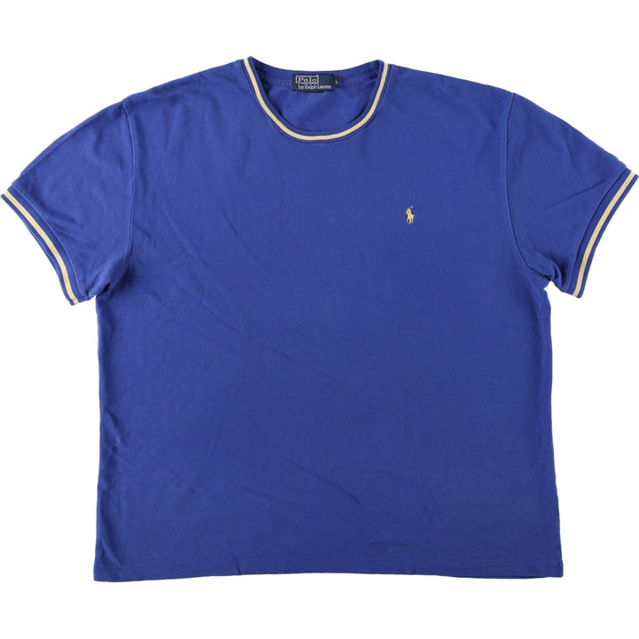 Ralph Lauren POLO by Ralph Lauren short sleeve one point logo T-shirt men's L size cotton blue type Vintage Second Hand