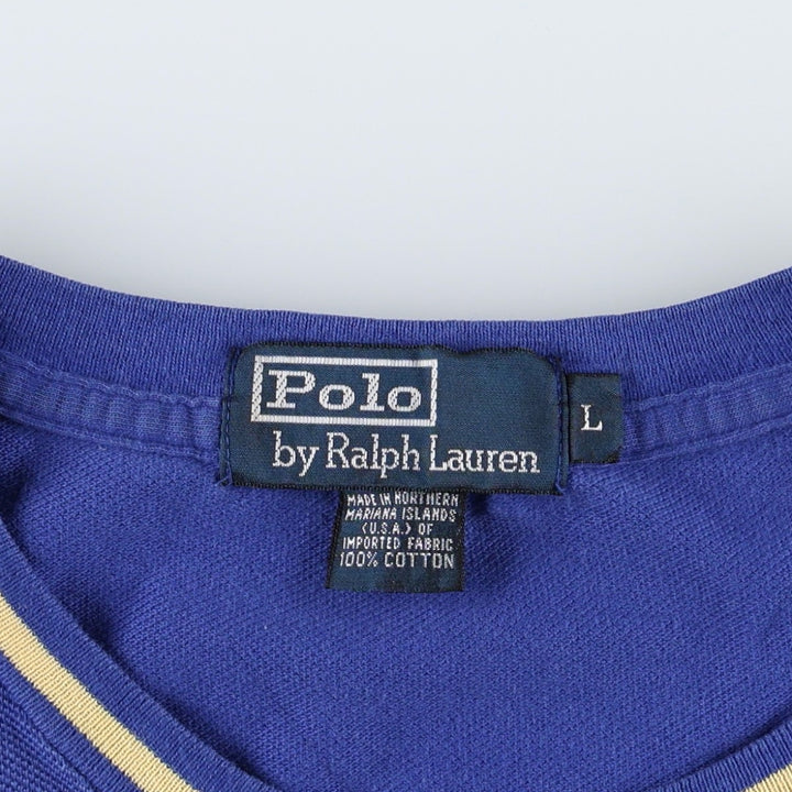 Ralph Lauren POLO by Ralph Lauren short sleeve one point logo T-shirt men's L size cotton blue type Vintage Second Hand