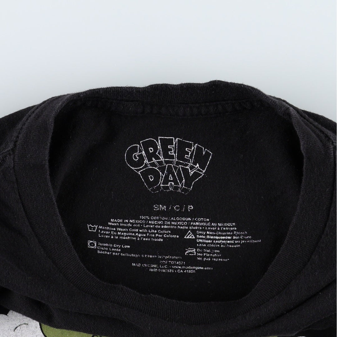 GREEN DAY Green Day Band T-shirt Band T Men's S size cotton black type Vintage Second Hand