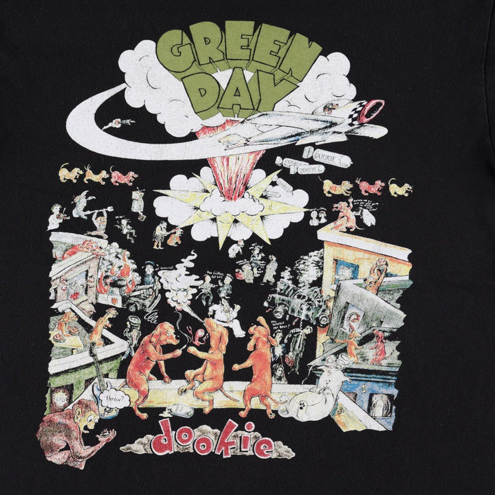 GREEN DAY Green Day Band T-shirt Band T Men's S size cotton black type Vintage Second Hand