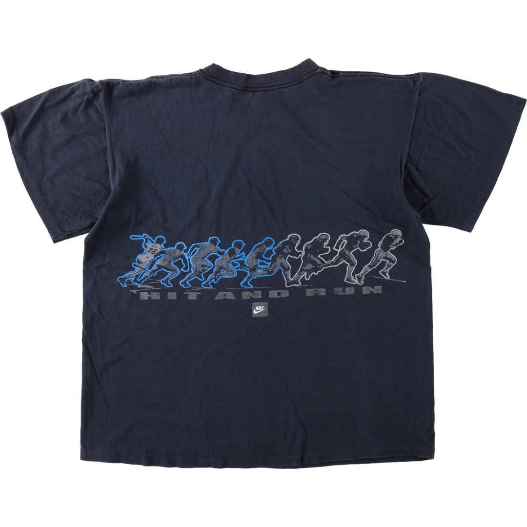 90'S Nike Bo Jackson sports t-shirt, silver tag, made in USA, men's size L equivalent, vintage. cotton navy blue type Vintage Second Hand
