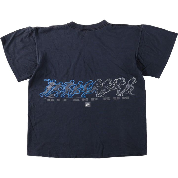 90'S Nike Bo Jackson sports t-shirt, silver tag, made in USA, men's size L equivalent, vintage. cotton navy blue type Vintage Second Hand