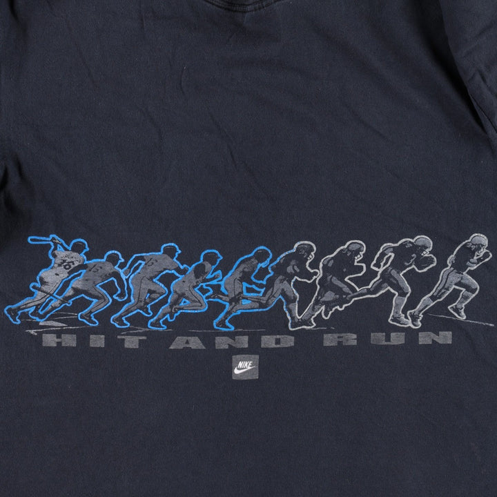 90'S Nike Bo Jackson sports t-shirt, silver tag, made in USA, men's size L equivalent, vintage. cotton navy blue type Vintage Second Hand