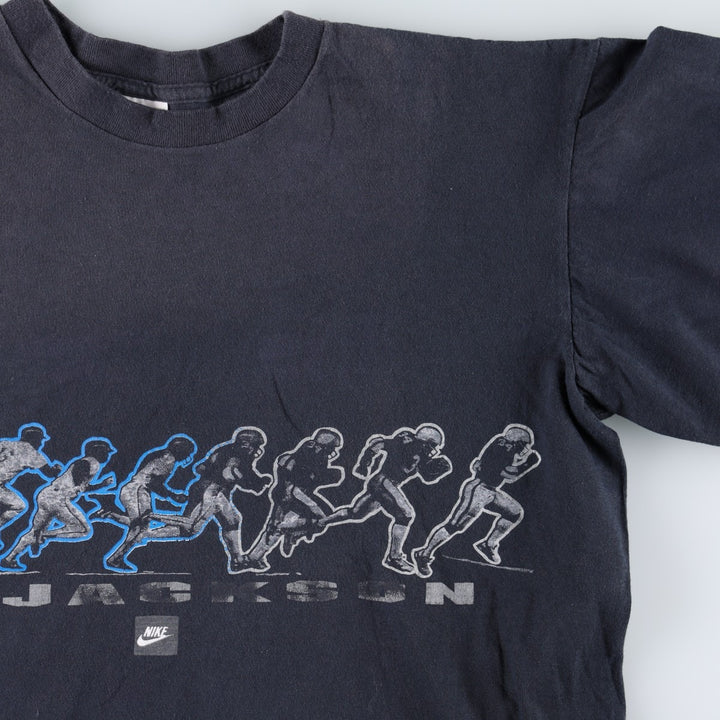 90'S Nike Bo Jackson sports t-shirt, silver tag, made in USA, men's size L equivalent, vintage. cotton navy blue type Vintage Second Hand
