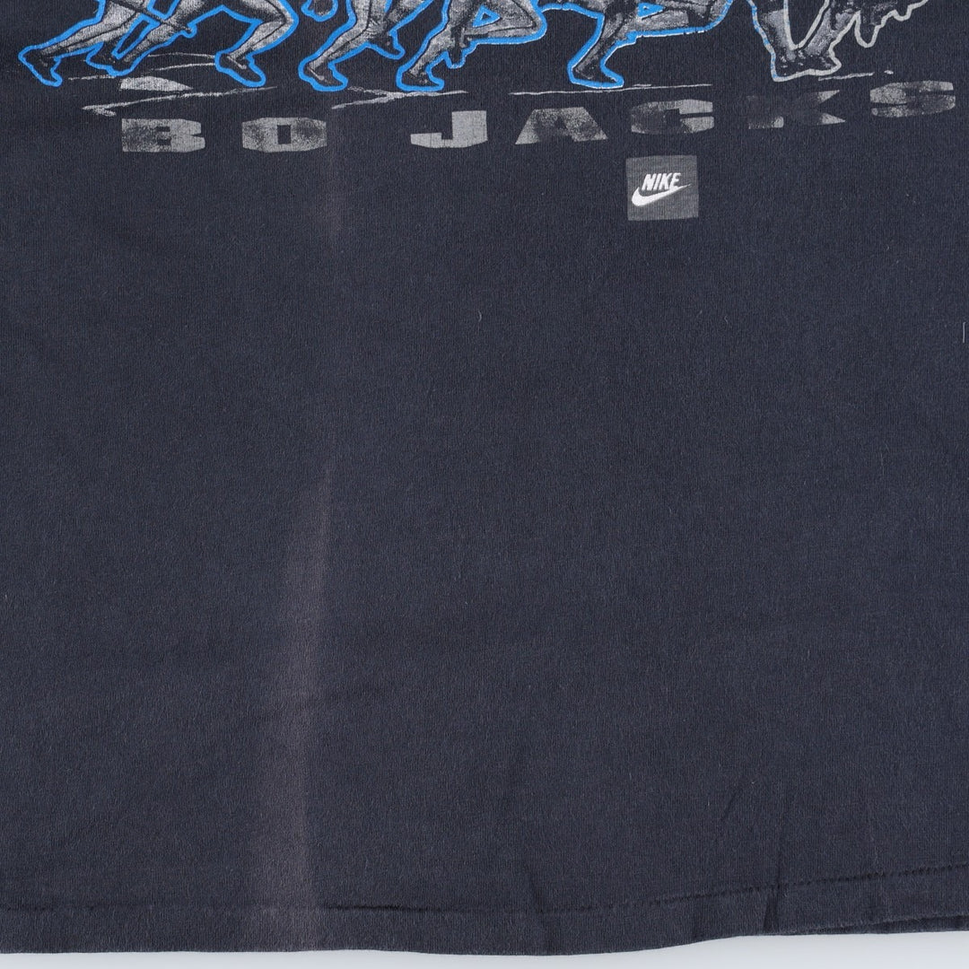 90'S Nike Bo Jackson sports t-shirt, silver tag, made in USA, men's size L equivalent, vintage. cotton navy blue type Vintage Second Hand
