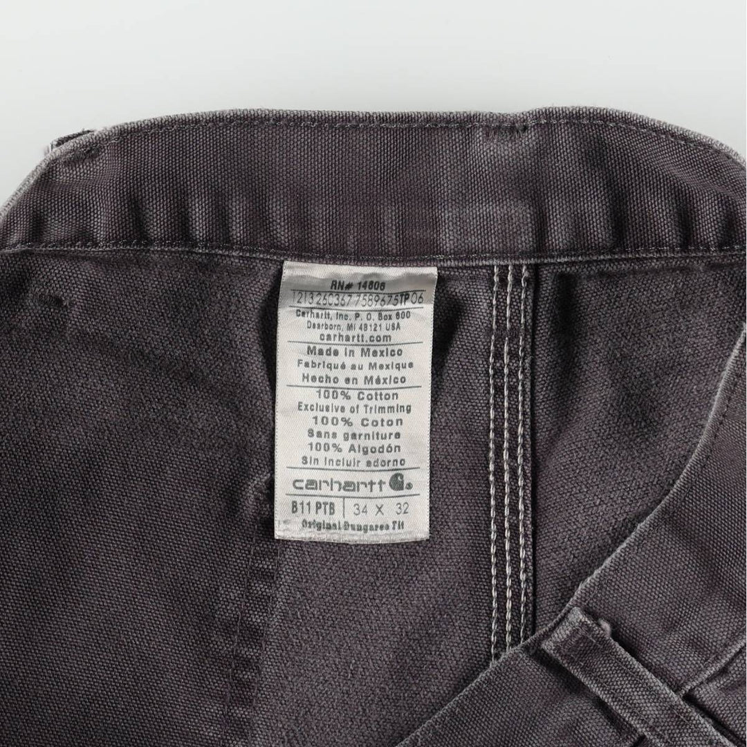Carhartt Original Dungaree Fit Duck Painter Pants, Men's, W35 equivalent cotton Charcoal Vintage Second Hand